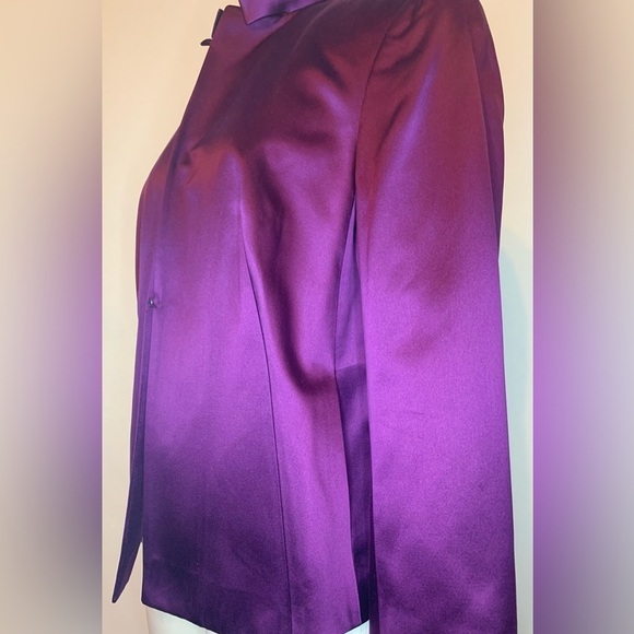 Akris Silk Amethyst Birdie Tuxedo Jacket/Blazer SZ US 12! - Picture 13 of 14